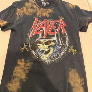 Slayer Black Graphic Band Tee with Rust Bleach Detailing